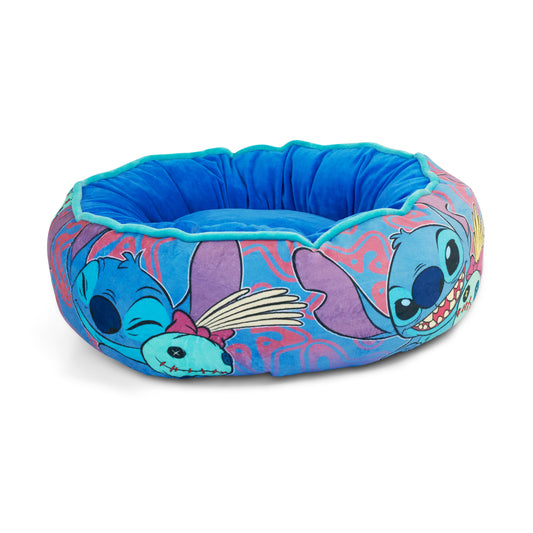 Donut Pet Bed - Stitch and Scrump Poses Blue/Lavender