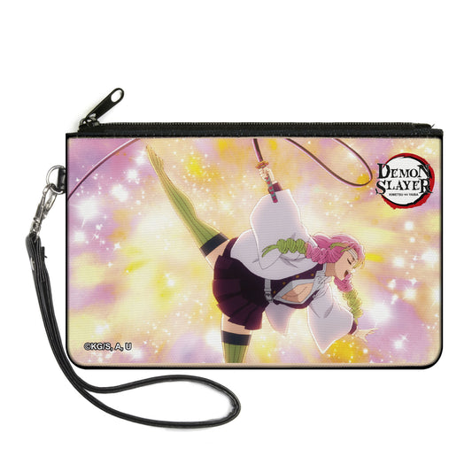 Canvas Zipper Wallet - LARGE - Demon Slayer Mitsuri Kanroji Action Pose Yellows/Pinks