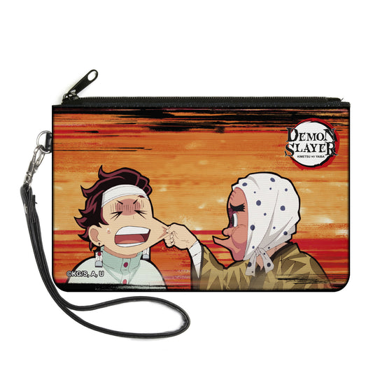 Canvas Zipper Wallet - LARGE - Demon Slayer Chibi Tetsumotonaka Pinching Tanjiro Kamado Cheek Scene