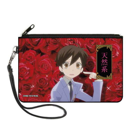 Canvas Zipper Wallet - LARGE - Ouran High School Host Club Haruhi Pointing Pose with Red Roses