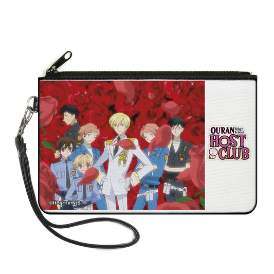 Canvas Zipper Wallet - LARGE - OURAN HIGH SCHOOL HOST CLUB Seven Member Rose Petals Group Pose and Title Logo