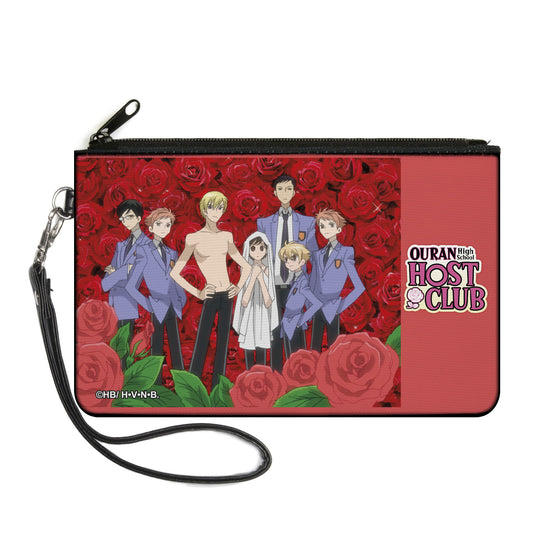Canvas Zipper Wallet - LARGE - OURAN HIGH SCHOOL HOST CLUB Red Roses Group Pose and Title Logo