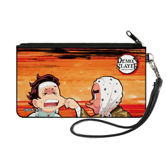 Canvas Zipper Wallet - SMALL - Demon Slayer Chibi Tetsumotonaka Pinching Tanjiro Kamado Cheek Scene
