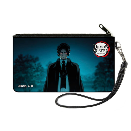 Canvas Zipper Wallet - SMALL - DEMON SLAYER Muzan Kibutsuji Standing Pose and Title Logo