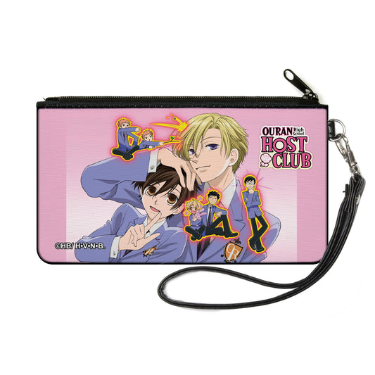 Canvas Zipper Wallet - SMALL - OURAN HIGH SCHOOL HOST CLUB Character Group Pose and Title Logo Pinks