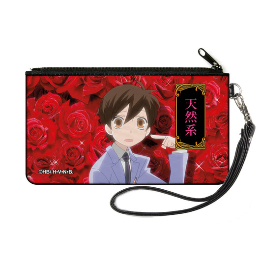 Canvas Zipper Wallet - SMALL - Ouran High School Host Club Haruhi Pointing Pose with Red Roses