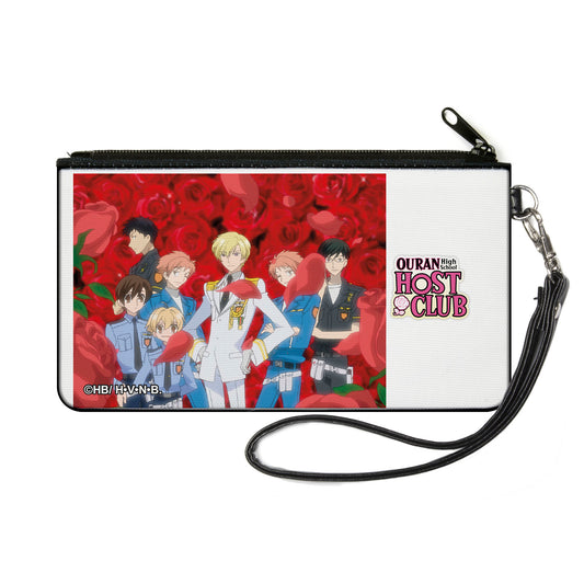 Canvas Zipper Wallet - SMALL - OURAN HIGH SCHOOL HOST CLUB Seven Member Rose Petals Group Pose and Title Logo
