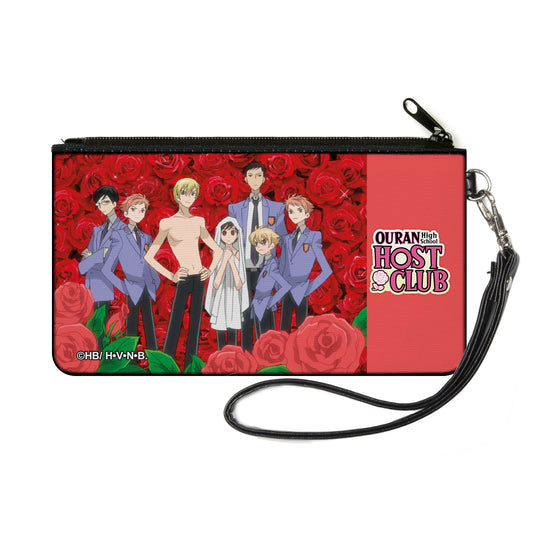 Canvas Zipper Wallet - SMALL - OURAN HIGH SCHOOL HOST CLUB Red Roses Group Pose and Title Logo
