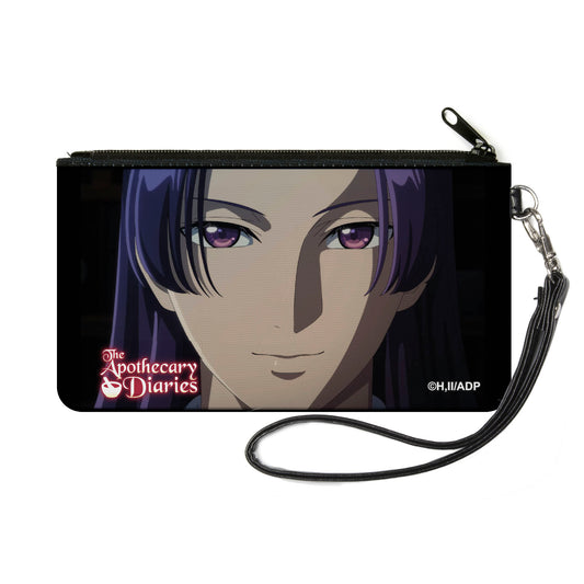 Canvas Zipper Wallet - SMALL - THE APOTHECARY DIARIES Jinshi Face Close-Up and Title Logo Black