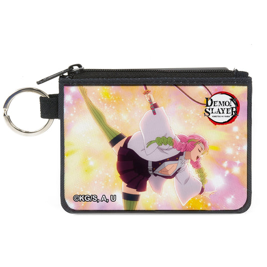 Canvas Zipper Wallet - MINI X-SMALL - Demon Slayer Mitsuri Kanroji Action Pose Yellows/Pinks