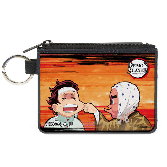 Canvas Zipper Wallet - MINI X-SMALL - Demon Slayer Chibi Tetsumotonaka Pinching Tanjiro Kamado Cheek Scene