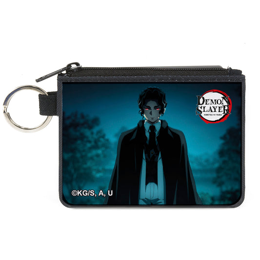 Canvas Zipper Wallet - MINI X-SMALL - DEMON SLAYER Muzan Kibutsuji Standing Pose and Title Logo