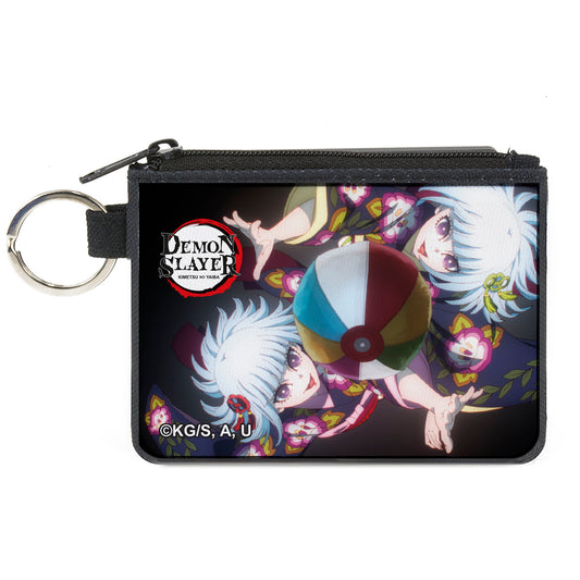 Canvas Zipper Wallet - MINI X-SMALL - Demon Slayer Nichika and Hinaki Ubuyashiki Beach Ball Pose Black