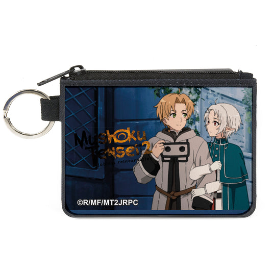 Canvas Zipper Wallet - MINI X-SMALL - MUSHOKU TENSEI Sylphiette Holding Rudeus Greyrat Pose and Title Logo