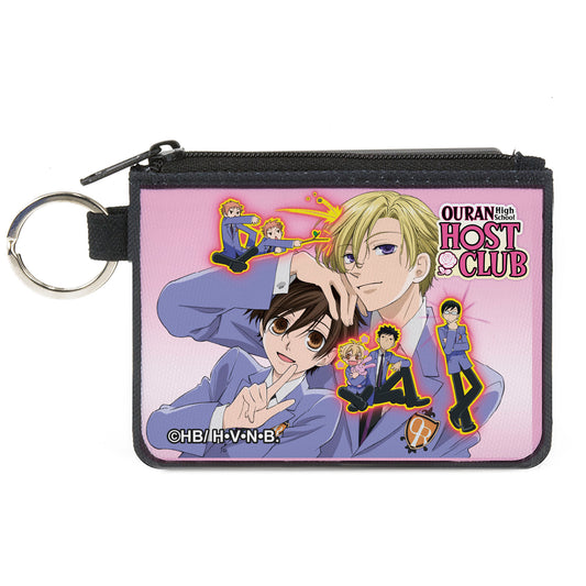Canvas Zipper Wallet - MINI X-SMALL - OURAN HIGH SCHOOL HOST CLUB Character Group Pose and Title Logo Pinks