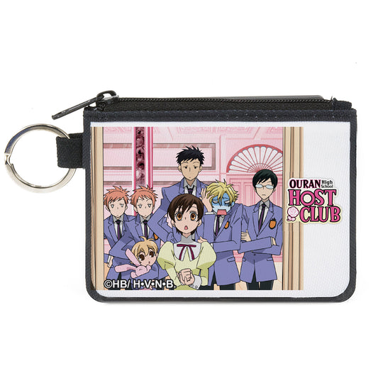 Canvas Zipper Wallet - MINI X-SMALL - OURAN HIGH SCHOOL HOST CLUB Haruhi with Six Boys Group Pose and Title Logo