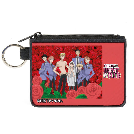 Canvas Zipper Wallet - MINI X-SMALL - OURAN HIGH SCHOOL HOST CLUB Red Roses Group Pose and Title Logo