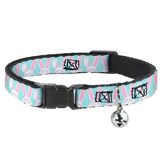 Breakaway Cat Collar with Bell - Easter Bunnies Smiling Sky Blue