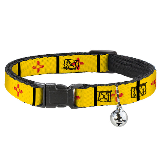 Cat Collar Breakaway - New Mexico Flag Black