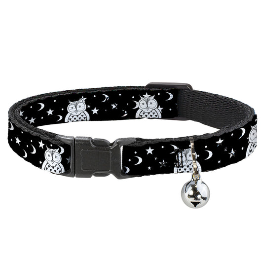 Cat Collar Breakaway - Owls Black White2