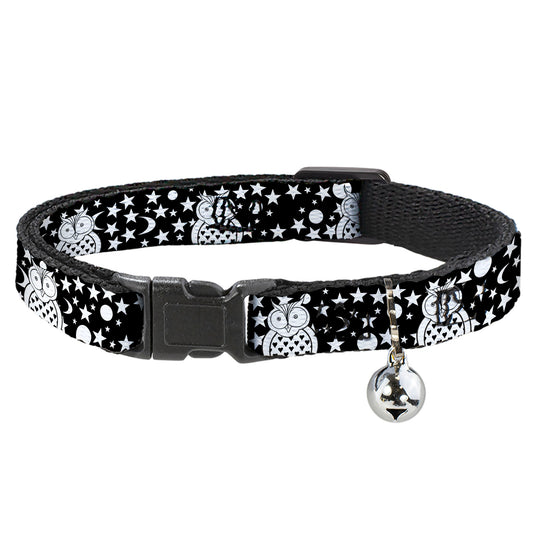 Cat Collar Breakaway - Owls Black White3