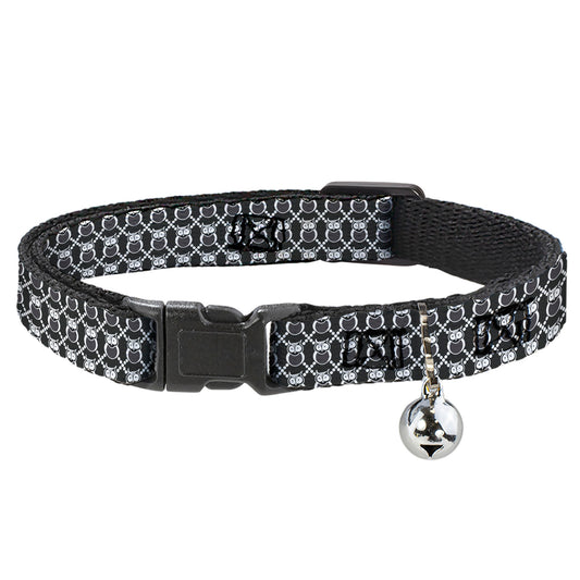 Cat Collar Breakaway - Owls Monogram Black White