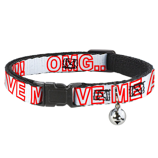 Cat Collar Breakaway - OMG GIVE ME A BREAK!!! White Red