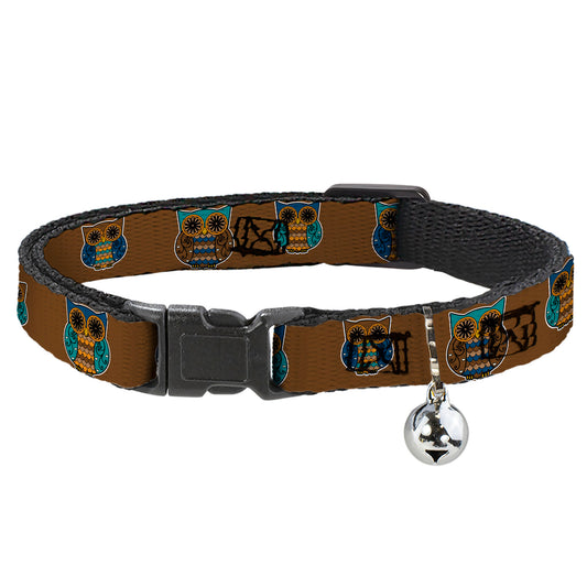 Cat Collar Breakaway - Owls Brown Pastel