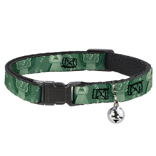 Cat Collar Breakaway - One Dollar Bill Pyramid Bald Eagle