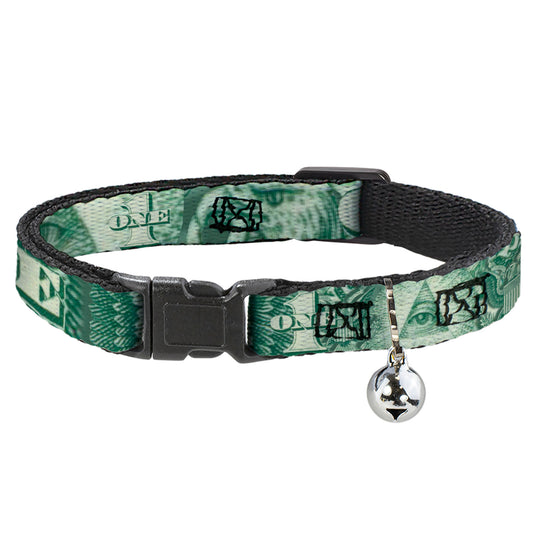 Cat Collar Breakaway - One Dollar Bill Eye of Providence Bald Eagle CLOSE-UP