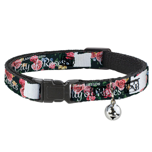 Cat Collar Breakaway - Oregon Silhouette PORTLAND OREGON-CITY OF ROSES Roses White