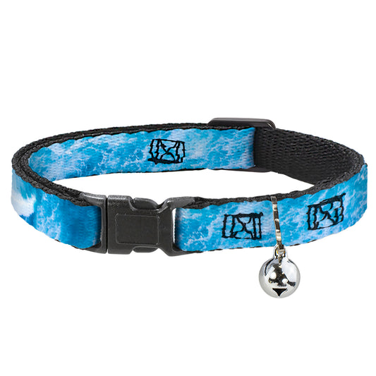 Cat Collar Breakaway with Bell - Ocean Vivid White Wash