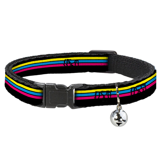Cat Collar Breakaway - Racing Stripes Black Yellow Blue Pink