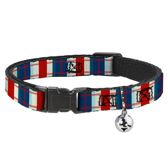 Cat Collar Breakaway - Tartan Plaid Khaki Blues Red