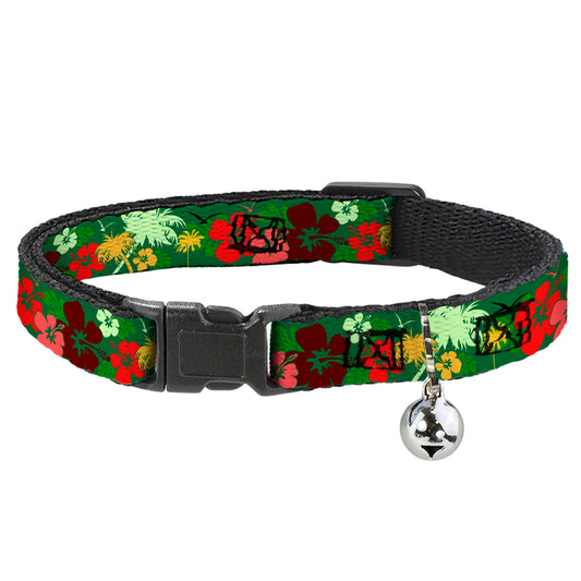Cat Collar Breakaway - Tropical Flora Greens Reds Gold