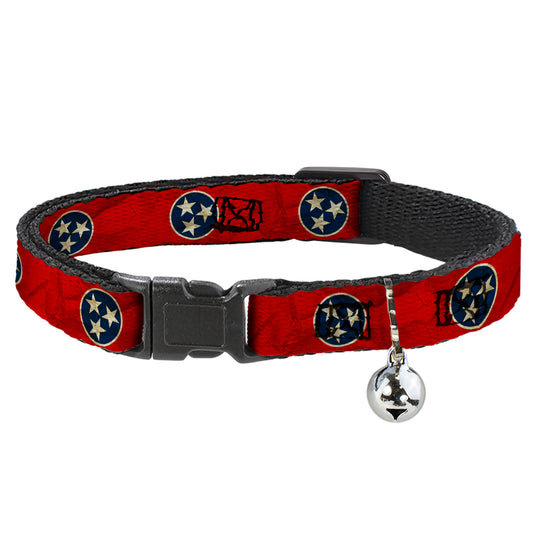 Cat Collar Breakaway - Tennessee Flag Stars CLOSE-UP Distressed