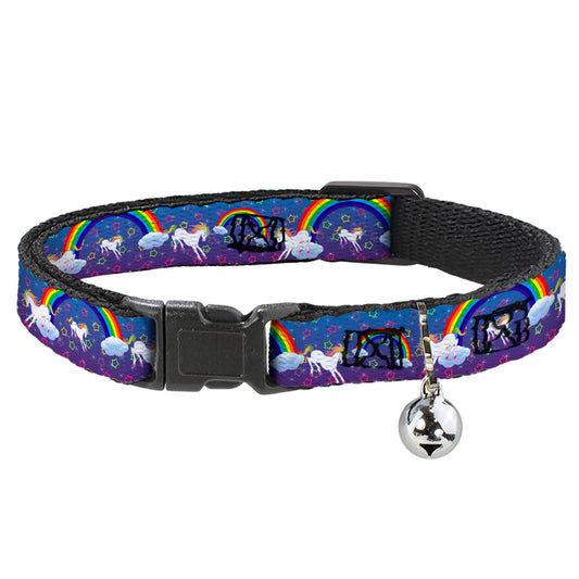 Cat Collar Breakaway - Unicorns Rainbows Stars Blue Purple