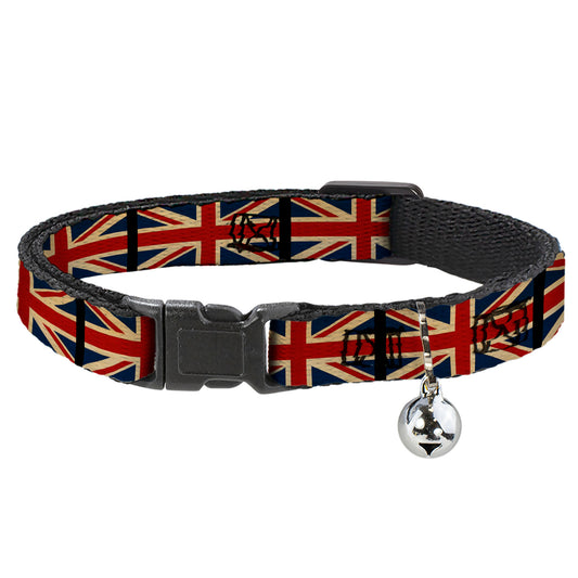Cat Collar Breakaway - United Kingdom Flags Vintage Black