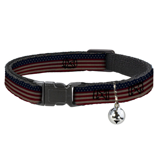 Cat Collar Breakaway - United States Flag Stars & Stripes Distressed