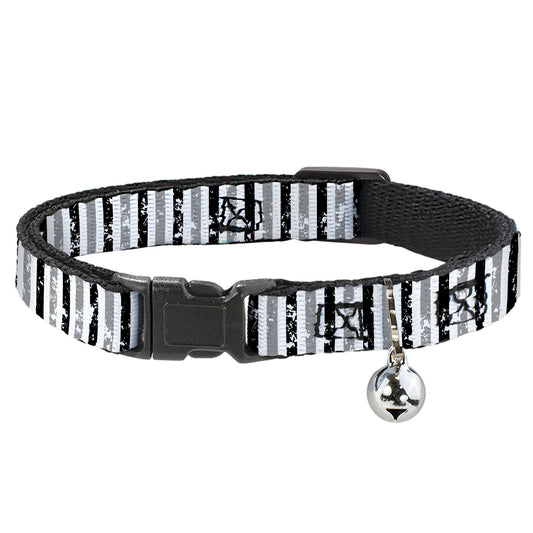Cat Collar Breakaway - Vertical Stripes White Black Gray