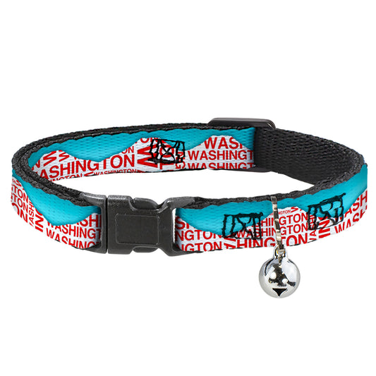 Cat Collar Breakaway - WASHINGTON Mountain Range Turquoise White Red