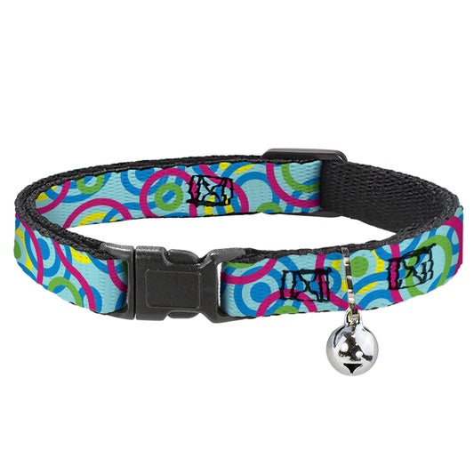 Cat Collar Breakaway - Bullseye Stacked Swirl Blues Green Yellow Pink