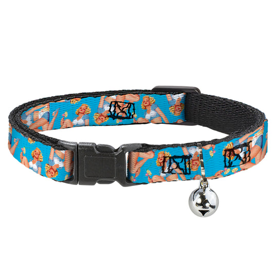 Cat Collar Breakaway - Blonde Pin Up Girl Bright Blue