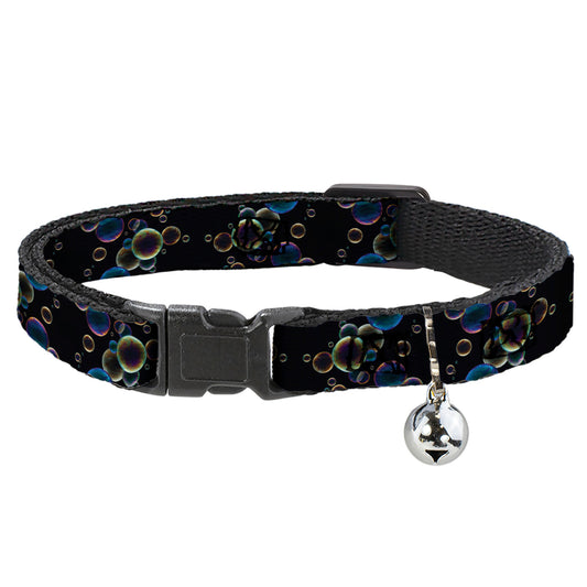 Cat Collar Breakaway - Bubbles Black Iridescent Multi Color