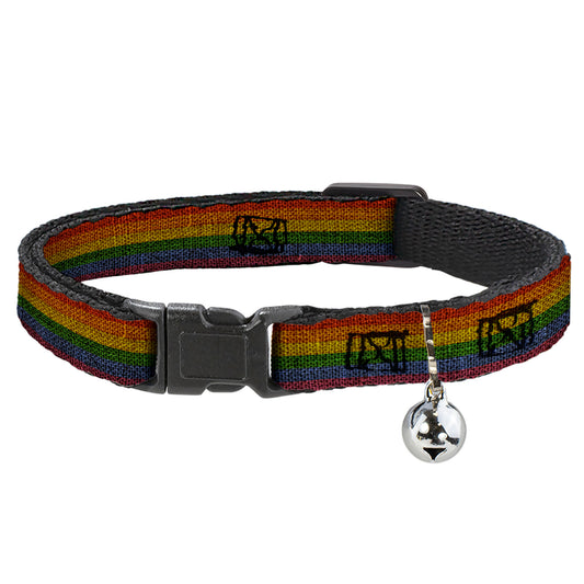 Cat Collar Breakaway - Burlap Texture Rainbow