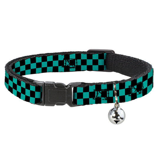 Cat Collar Breakaway - Checker Black Teal