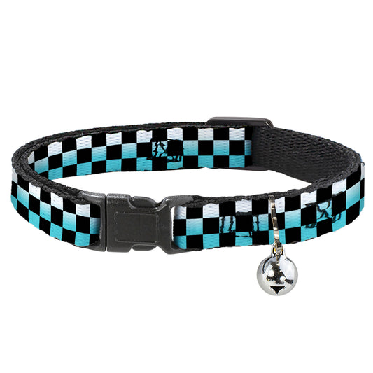 Cat Collar Breakaway - Checker Black Ombre Turquoise
