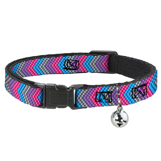 Cat Collar Breakaway - Chevron Weave Gray Lavender Pink Baby Blue