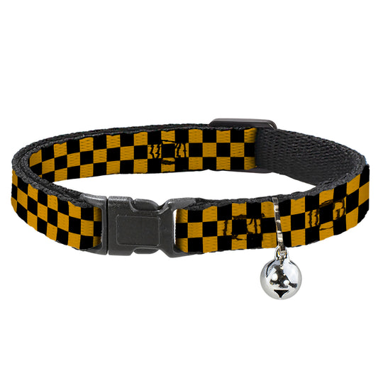 Cat Collar Breakaway - Checker Black Gold