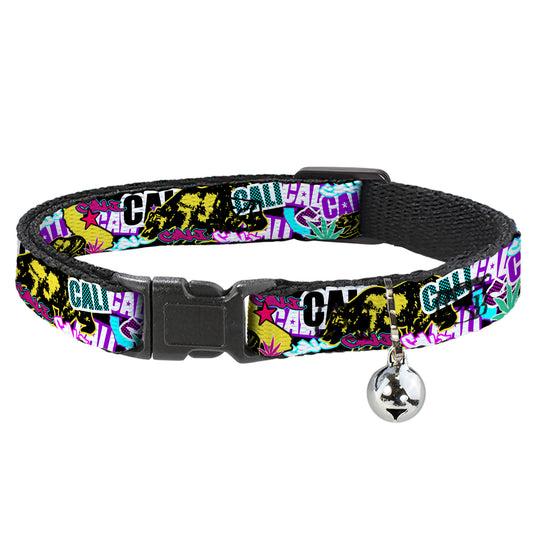 Cat Collar Breakaway - Cali Bear CALI Graffiti Pot Leaves Black Multi Color